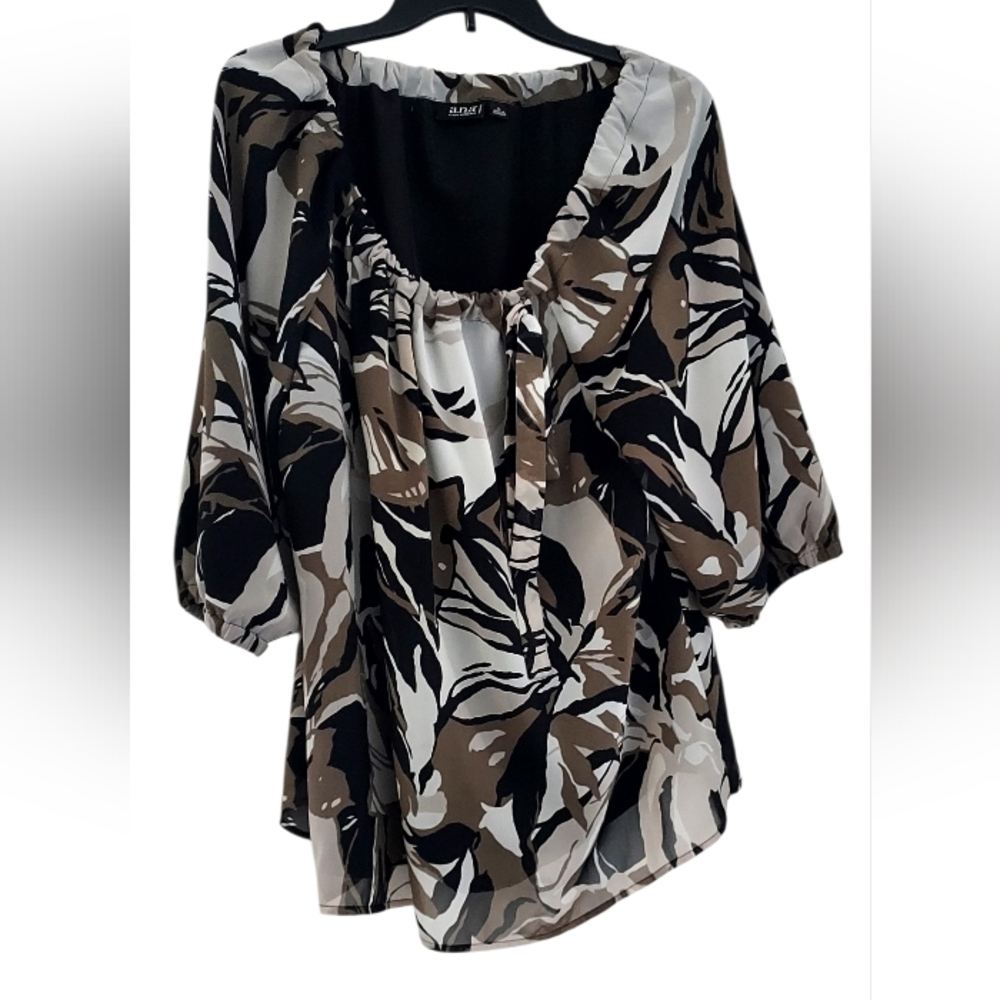 A.n.a Women's Abstract Blouse in Black and Brown
